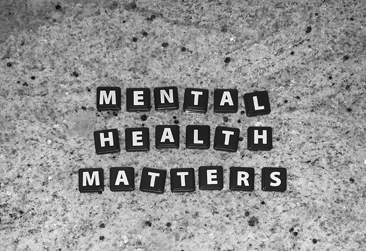 A black and white photo of the words mental health matters